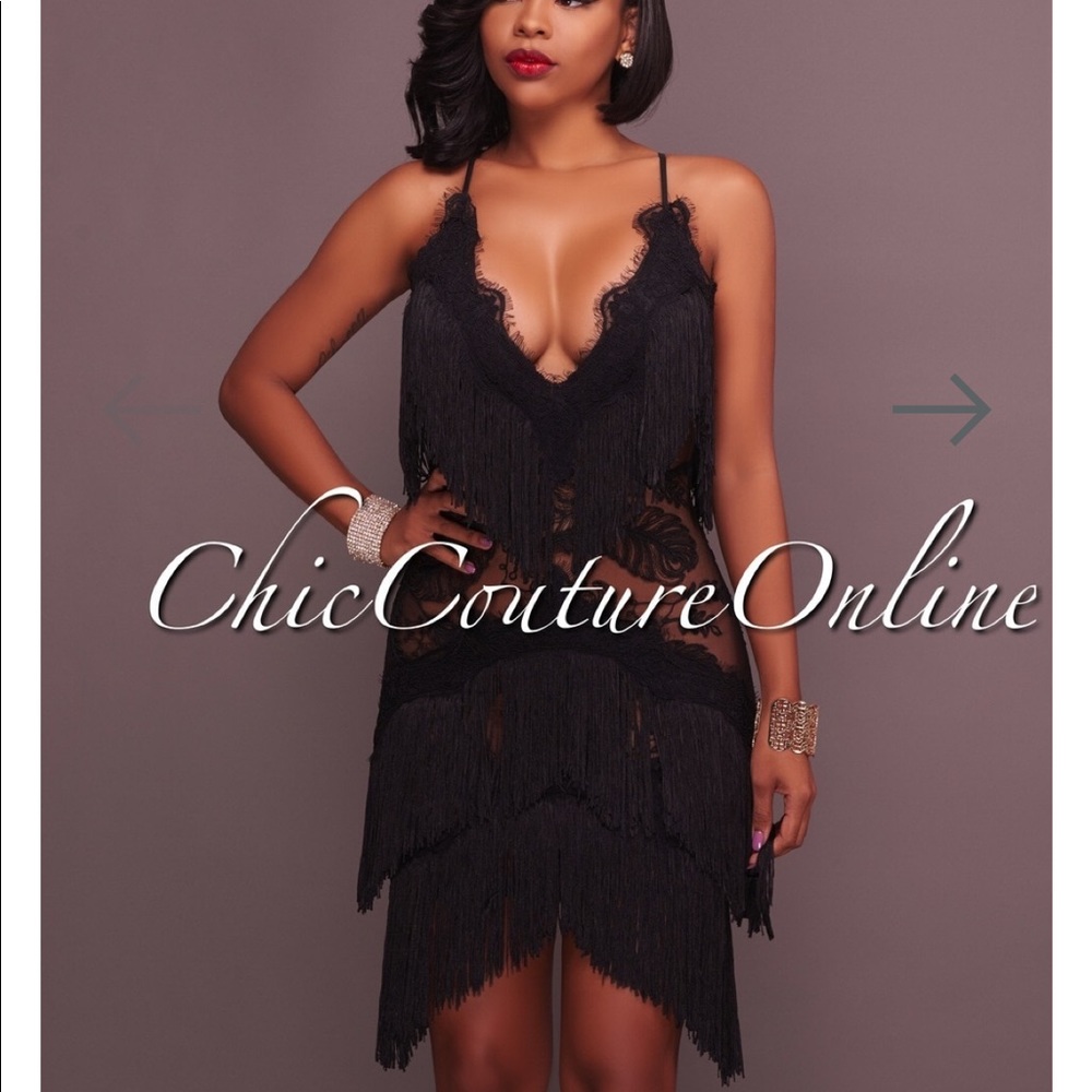 Great Gatsby style sheer dress with tassles